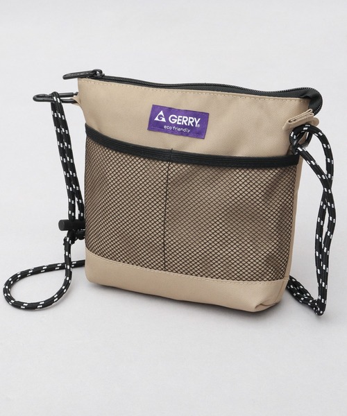 GERRY（ジェリー）の「撥水加工 リサイクルポリエステル（REPREVE） フロントメッシュポケット サコッシュ ミニショルダーバッグ（ショルダーバッグ・メンズ・マルチ/ブラック/ベージュ/グレー・FREE）」の7枚目の写真