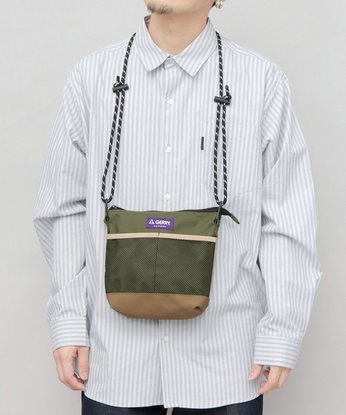 GERRY（ジェリー）の「撥水加工 リサイクルポリエステル（REPREVE） フロントメッシュポケット サコッシュ ミニショルダーバッグ（ショルダーバッグ・メンズ・マルチ/ブラック/ベージュ/グレー・FREE）」の22枚目の写真