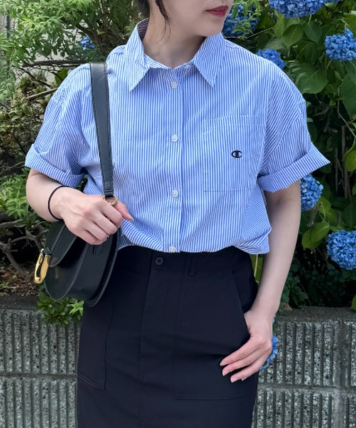 Champion（チャンピオン）の「＜champion/UNDOVE＞【UVカット/イージーケア/接触冷感ウォッシャブル/しわになりにくい/シャツ/サマーシャツ/衿シャツ/チャンピオン/お手軽シャツイージーケアシャツ（シャツ/ブラウス・レディース・ブルー系その他/イエロー/ホワイト・MEDIUM/LARGE/X-LARGE）」の2枚目の写真