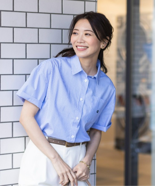 Champion（チャンピオン）の「＜champion/UNDOVE＞【UVカット/イージーケア/接触冷感ウォッシャブル/しわになりにくい/シャツ/サマーシャツ/衿シャツ/チャンピオン/お手軽シャツイージーケアシャツ（シャツ/ブラウス・レディース・ブルー系その他/イエロー/ホワイト・MEDIUM/LARGE/X-LARGE）」の4枚目の写真