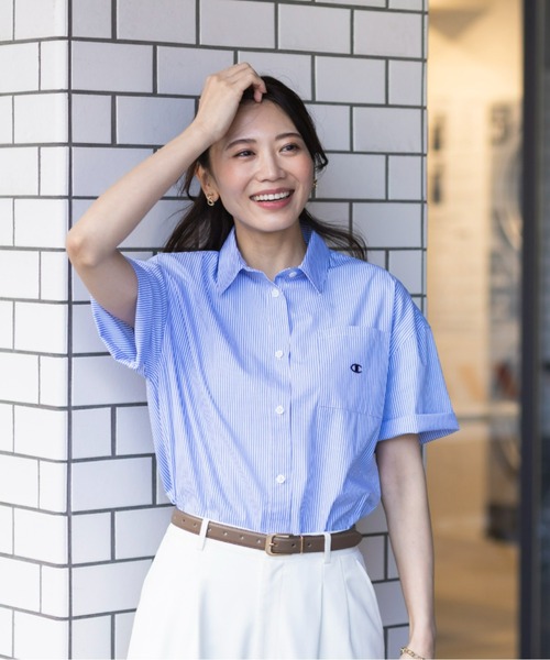Champion（チャンピオン）の「＜champion/UNDOVE＞【UVカット/イージーケア/接触冷感ウォッシャブル/しわになりにくい/シャツ/サマーシャツ/衿シャツ/チャンピオン/お手軽シャツイージーケアシャツ（シャツ/ブラウス・レディース・ブルー系その他/イエロー/ホワイト・MEDIUM/LARGE/X-LARGE）」の5枚目の写真