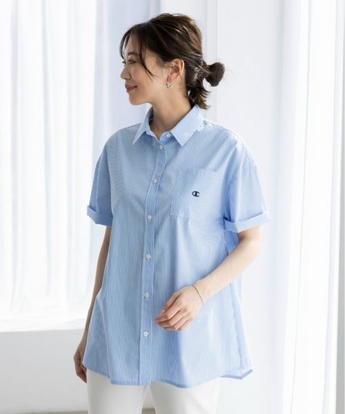 Champion（チャンピオン）の「＜champion/UNDOVE＞【UVカット/イージーケア/接触冷感ウォッシャブル/しわになりにくい/シャツ/サマーシャツ/衿シャツ/チャンピオン/お手軽シャツイージーケアシャツ（シャツ/ブラウス・レディース・ブルー系その他/イエロー/ホワイト・MEDIUM/LARGE/X-LARGE）」の16枚目の写真