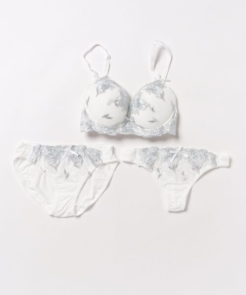 Absorle（アブソール）の「大花刺繍レース　ブラ&ショーツ&Tバック3点セット（ブラ&ショーツ・レディース・ホワイト/イエロー/パープル・B65/B70/B75/C65/C70/C75/D65/D70/D75/E65/E70/E75/F65/F70/F75）」の11枚目の写真