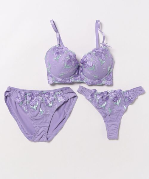 Absorle（アブソール）の「大花刺繍レース　ブラ&ショーツ&Tバック3点セット（ブラ&ショーツ・レディース・ホワイト/イエロー/パープル・B65/B70/B75/C65/C70/C75/D65/D70/D75/E65/E70/E75/F65/F70/F75）」の12枚目の写真