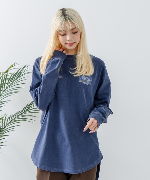 UNDERWRAPS(アンダーラップス)の「【UNDER WRAPS/アンダーラップス】ピグメント加工 バックプリントロンT(Tシャツ/カットソー・レディース・ネイビー/ブラック・LARGE/MEDIUM)」の17枚目の写真