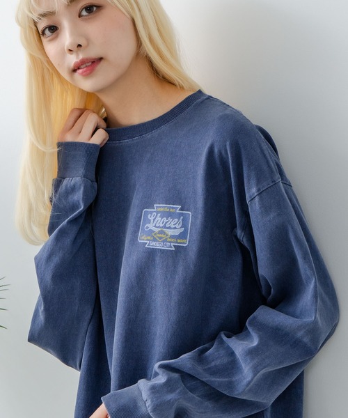 UNDERWRAPS(アンダーラップス)の「【UNDER WRAPS/アンダーラップス】ピグメント加工 バックプリントロンT(Tシャツ/カットソー・レディース・ネイビー/ブラック・LARGE/MEDIUM)」の13枚目の写真