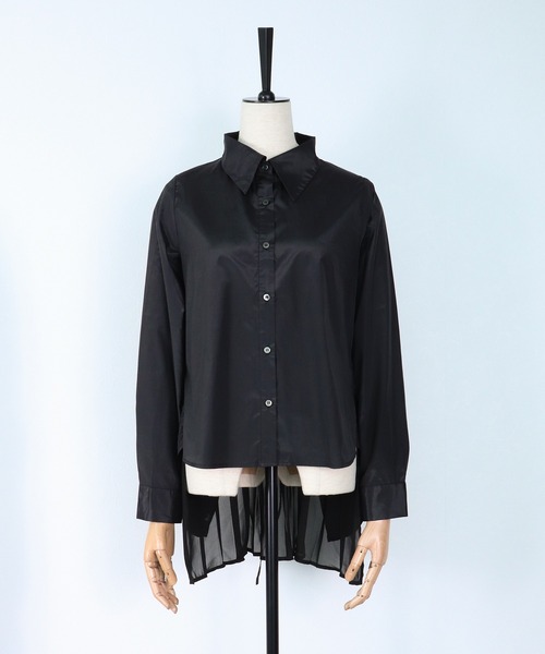 ヴェルソー VERSEAU バックプリーツドッキングシャツ （黒） バックプリーツドッキングシャツ（シャツ/ブラウス）｜VERSEAU