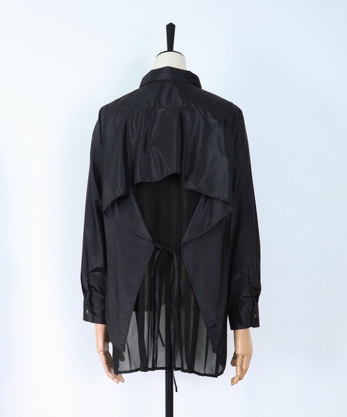 ヴェルソー VERSEAU バックプリーツドッキングシャツ （黒） セール】 バックプリーツドッキングシャツ （シャツ・ブラウス