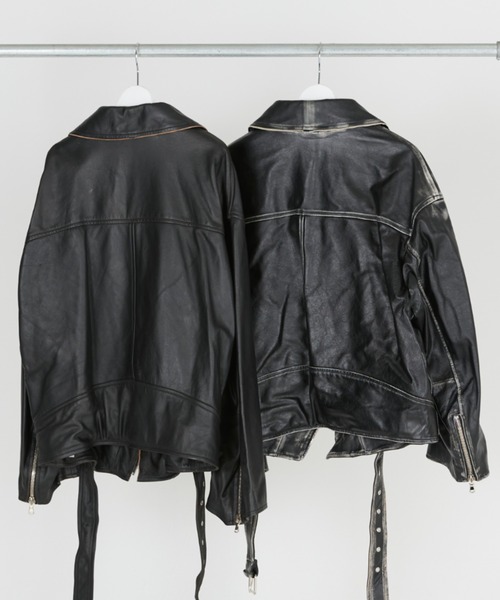 DISCOVERED(ディスカバード)の「DISCOVERED LEATHER W RIDERS BLOUSON(ライダースジャケット・メンズ・ブラウン/ブラック・1/3)」の4枚目の写真