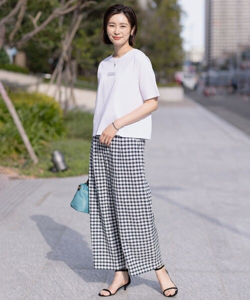 J.PRESS（ジェイプレス）の「【洗える】アセVisギンガム イージー パンツ（その他パンツ・レディース・ネイビー系5/グレー系5・7/11/9）」の4枚目の写真