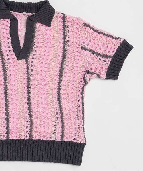 セール】Striped Knit Shirt/ストライプニットシャツ【MAISON
