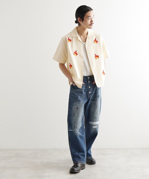 tk.TAKEO KIKUCHI(ティーケータケオキクチ)の「◆K’PJT by AYUTA 『炎刺繍シャツ』(シャツ/ブラウス・メンズ・ブラック系/ホワイト系3・03/02)」の8枚目の写真