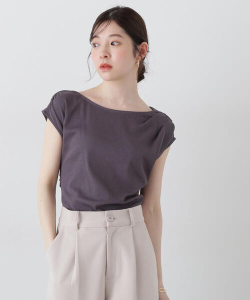 PROPORTION BODY DRESSING(プロポーションボディドレッシング)の「前後2wayアシメテレコ / 1215160404(Tシャツ/カットソー・レディース・ダークグレー/ホワイト/ブルー・FREE)」の3枚目の写真