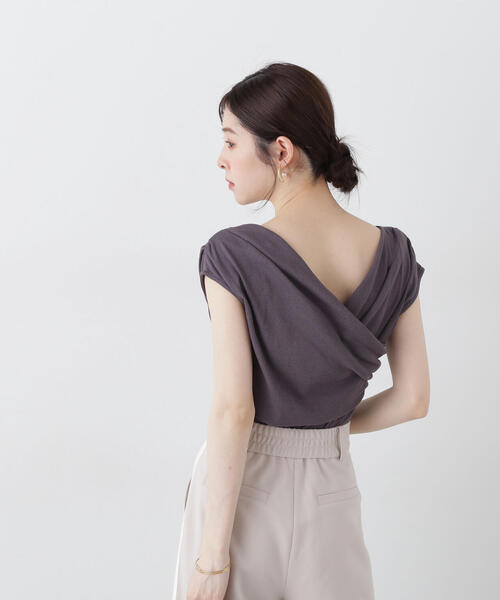 PROPORTION BODY DRESSING(プロポーションボディドレッシング)の「前後2wayアシメテレコ / 1215160404(Tシャツ/カットソー・レディース・ダークグレー/ホワイト/ブルー・FREE)」の5枚目の写真