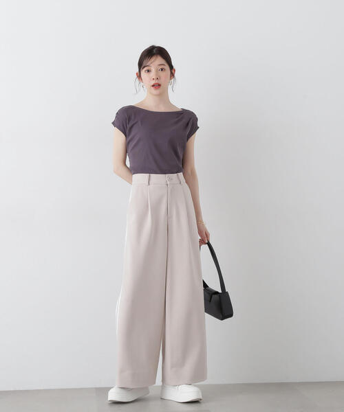 PROPORTION BODY DRESSING(プロポーションボディドレッシング)の「前後2wayアシメテレコ / 1215160404(Tシャツ/カットソー・レディース・ダークグレー/ホワイト/ブルー・FREE)」の6枚目の写真