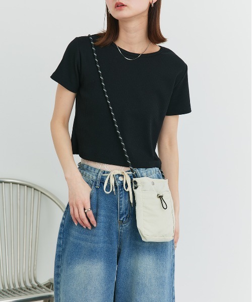 ad thie（アドティエ）の「ミニサコッシュ ショルダーバッグ（ショルダーバッグ・レディース・アイボリー/ブラック/ベージュ/ライトブルー・FREE）」の14枚目の写真