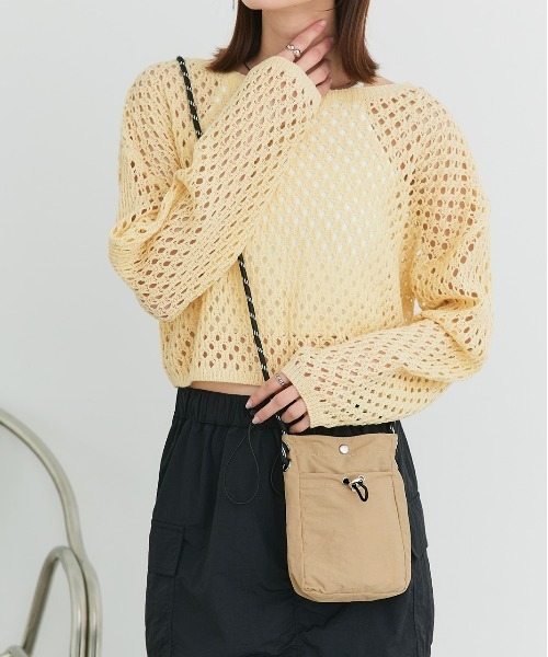 ad thie（アドティエ）の「ミニサコッシュ ショルダーバッグ（ショルダーバッグ・レディース・アイボリー/ブラック/ベージュ/ライトブルー・FREE）」の5枚目の写真
