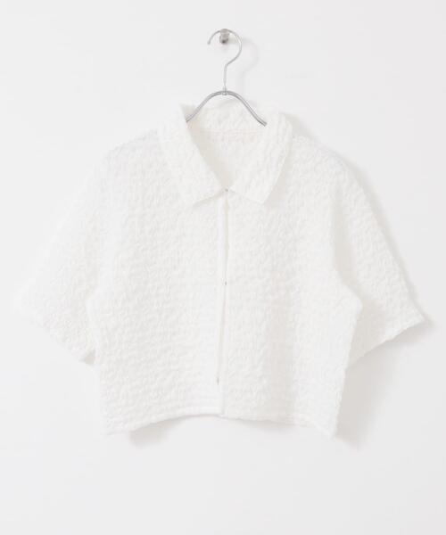 KBF（ケイビーエフ）の「ポップコーンクロップドシャツ（シャツ/ブラウス・レディース・ブルー/ブラック/オフホワイト・ONE）」の11枚目の写真