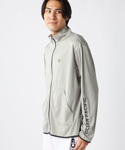 Ocean Pacific（オーシャンパシフィック）の「【OP:オーピー】水陸両用スタンドジップラッシュガード　水着　UVカットウェア（ラッシュガード・メンズ・ブラック/杢グレー/ホワイト・LARGE/X-LARGE/MEDIUM/SMALL）」の2枚目の写真