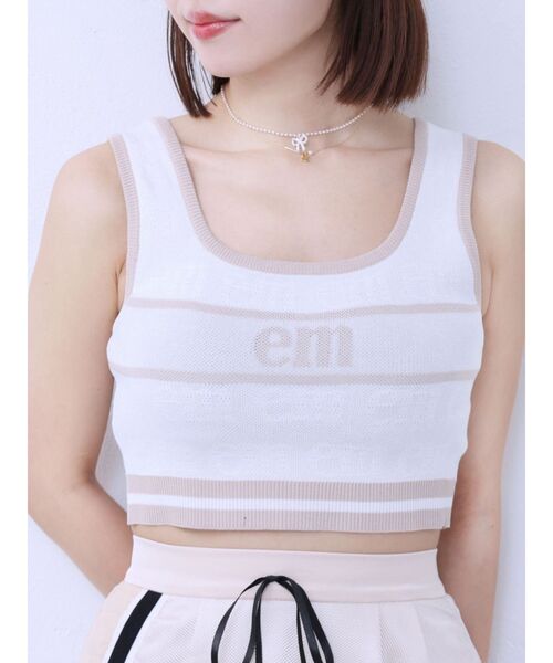 EATME（イートミー）の「EMロゴジャガードニットTOP（タンクトップ・レディース・ピンク/ブルー/オフホワイト/ブラック・FREE）」の2枚目の写真