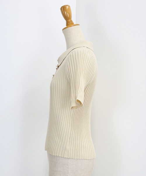 BLUEEAST（ブルーイースト）の「《お気に入り1.1万人突破！》リボンボタンポロ衿ニット（ニット/セーター・レディース・ブラック/オフホワイト/ピンク/ミント/ブラウン・MEDIUM）」の21枚目の写真