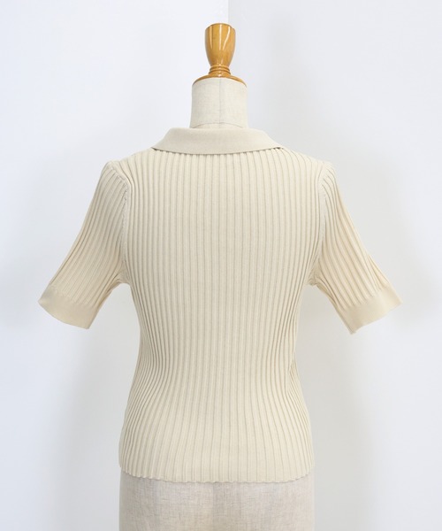 BLUEEAST（ブルーイースト）の「《お気に入り1.1万人突破！》リボンボタンポロ衿ニット（ニット/セーター・レディース・ブラック/オフホワイト/ピンク/ミント/ブラウン・MEDIUM）」の22枚目の写真