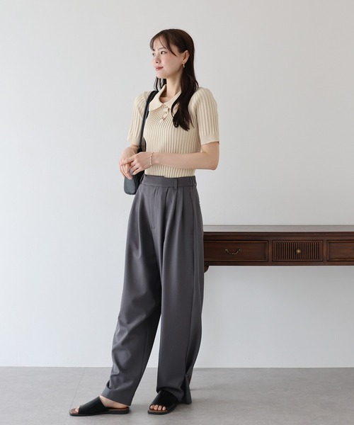 BLUEEAST（ブルーイースト）の「《お気に入り1.1万人突破！》リボンボタンポロ衿ニット（ニット/セーター・レディース・ブラック/オフホワイト/ピンク/ミント/ブラウン・MEDIUM）」の9枚目の写真