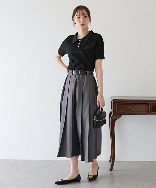 BLUEEAST（ブルーイースト）の「《お気に入り1.1万人突破！》リボンボタンポロ衿ニット（ニット/セーター・レディース・ブラック/オフホワイト/ピンク/ミント/ブラウン・MEDIUM）」の16枚目の写真