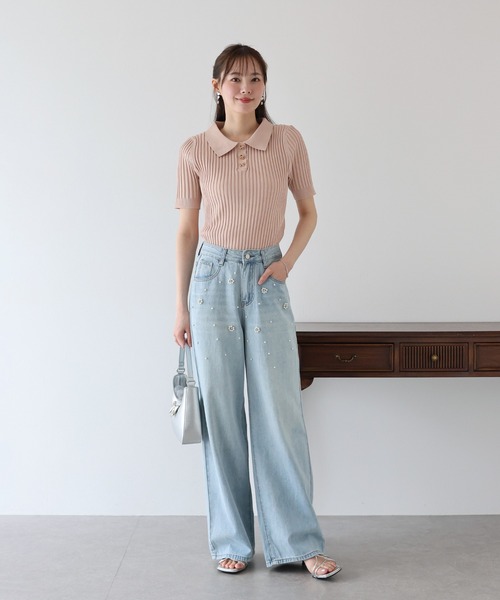 BLUEEAST（ブルーイースト）の「《お気に入り1.1万人突破！》リボンボタンポロ衿ニット（ニット/セーター・レディース・ブラック/オフホワイト/ピンク/ミント/ブラウン・MEDIUM）」の17枚目の写真