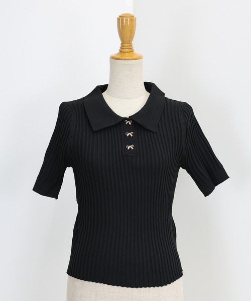 BLUEEAST（ブルーイースト）の「《お気に入り1.1万人突破！》リボンボタンポロ衿ニット（ニット/セーター・レディース・ブラック/オフホワイト/ピンク/ミント/ブラウン・MEDIUM）」の19枚目の写真