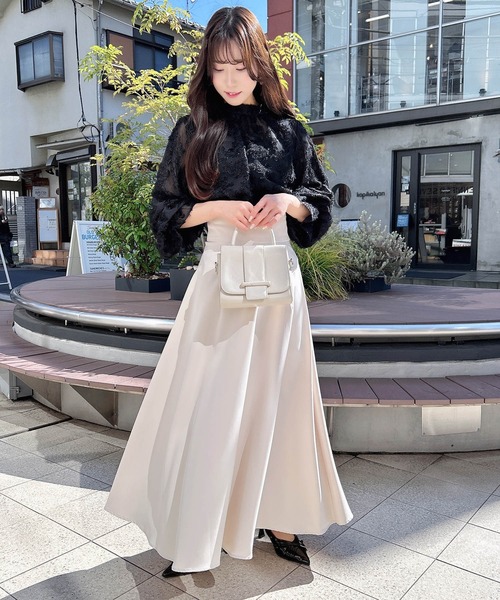 INGNI(イング)の「バックレースアップフレアスカート(スカート・レディース・ブラック/ライトベージュ/チャコールグレー/ピンク・FREE)」の17枚目の写真