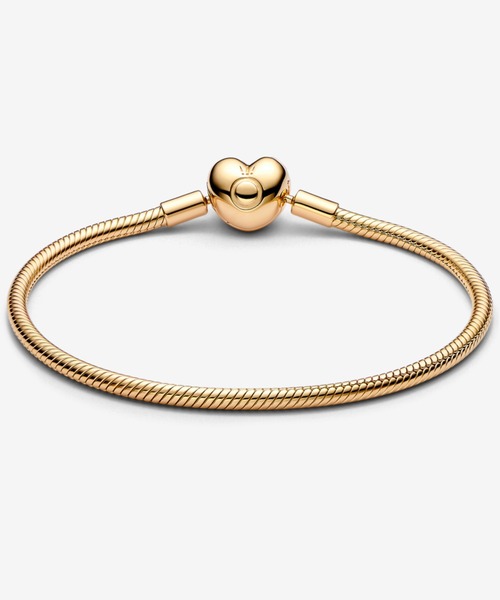 ドーム型ゴールドハートクラスプスネークチェーンブレスレット, 7.5 inches PANDORA ドーム型ゴールドハートクラスプスネークチェーンブレスレット
