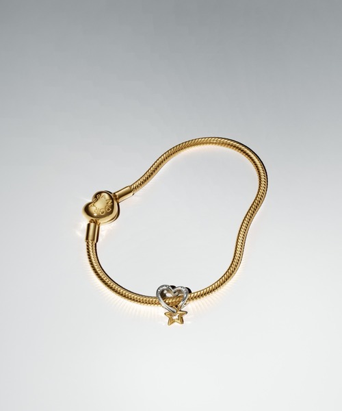 Pandora Moments ハート クラスプ スネーク チェーン ブレスレット