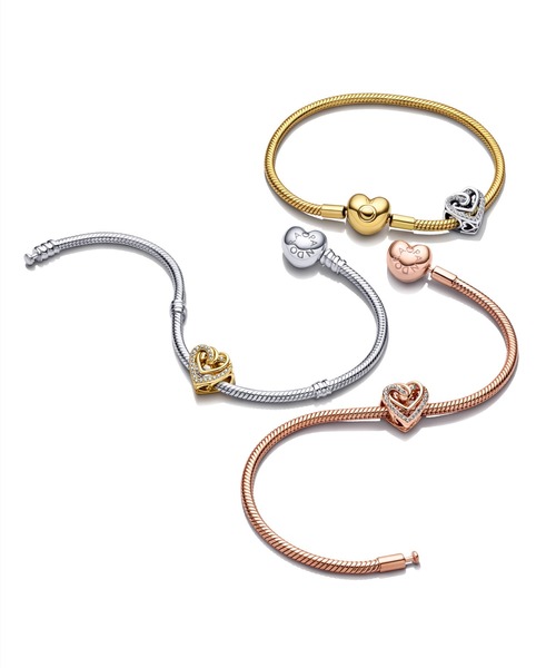 Pandora Moments ハート クラスプ スネーク チェーン ブレスレット