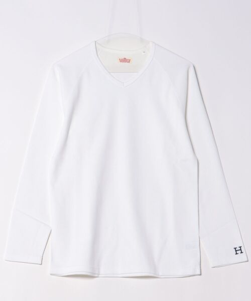 HOLLYWOOD RANCH MARKET（ハリウッドランチマーケット）の「ストレッチフライス Vネックロングスリーブ Tシャツ（Tシャツ/カットソー・メンズ・ブラック/ホワイト/ダークネイビー/グレー・X-SMALL/SMALL/MEDIUM/LARGE/X-LARGE）」の2枚目の写真