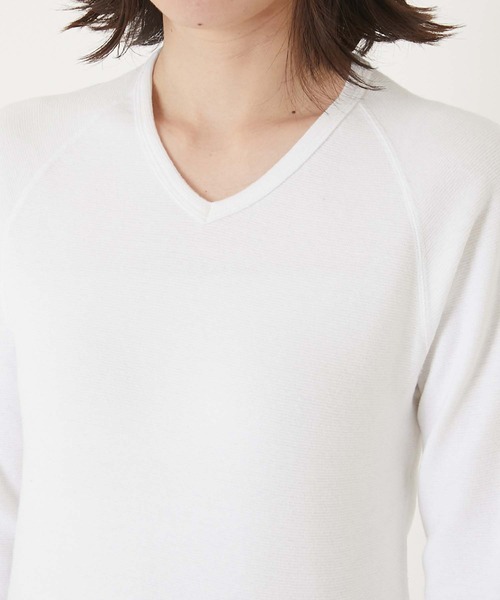 HOLLYWOOD RANCH MARKET（ハリウッドランチマーケット）の「ストレッチフライス Vネックロングスリーブ Tシャツ（Tシャツ/カットソー・メンズ・ブラック/ホワイト/ダークネイビー/グレー・X-SMALL/SMALL/MEDIUM/LARGE/X-LARGE）」の16枚目の写真