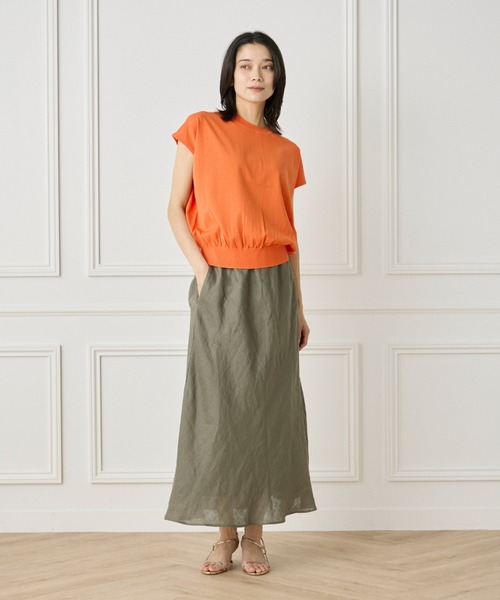 INED（イネド）の「1/28 Good Mood フレンチスリーブニットプルオーバー（ニット/セーター・レディース・カーキ/その他/オフホワイト/ネイビー/オレンジ・9号）」の10枚目の写真