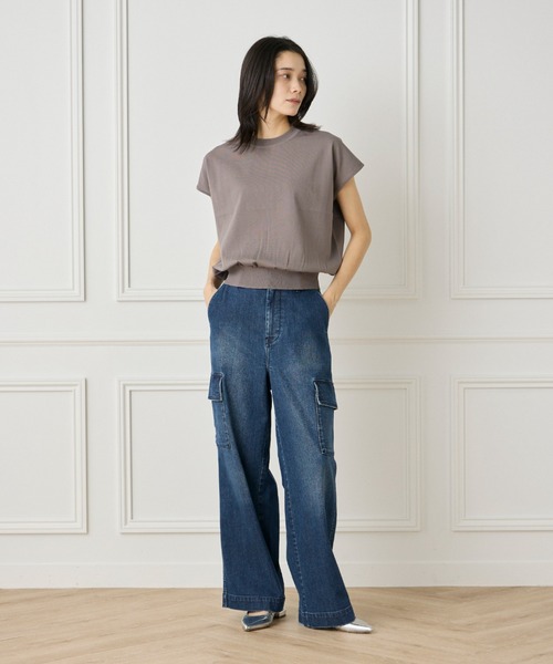 INED（イネド）の「1/28 Good Mood フレンチスリーブニットプルオーバー（ニット/セーター・レディース・カーキ/その他/オフホワイト/ネイビー/オレンジ・9号）」の13枚目の写真