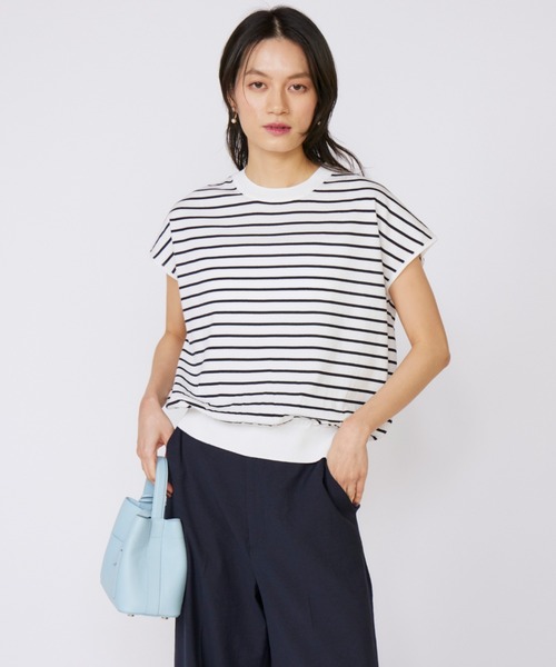 INED（イネド）の「1/28 Good Mood フレンチスリーブニットプルオーバー（ニット/セーター・レディース・カーキ/その他/オフホワイト/ネイビー/オレンジ・9号）」の21枚目の写真