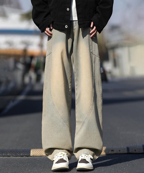 aimoha(アイモハ)の「ワイドシルエットデニムパンツ(デニムパンツ・メンズ・ブラック系その他/ブルー/ベージュ/ブラック・MEDIUM/LARGE/X-LARGE)」の9枚目の写真