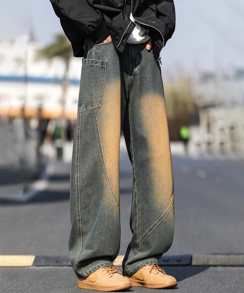 aimoha(アイモハ)の「ワイドシルエットデニムパンツ(デニムパンツ・メンズ・ブラック系その他/ブルー/ベージュ/ブラック・MEDIUM/LARGE/X-LARGE)」の11枚目の写真