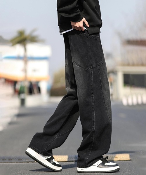 aimoha(アイモハ)の「ワイドシルエットデニムパンツ(デニムパンツ・メンズ・ブラック系その他/ブルー/ベージュ/ブラック・MEDIUM/LARGE/X-LARGE)」の8枚目の写真