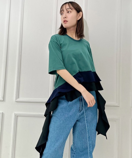 SHIROMA フリル デザイン ファー カットソー Tシャツ SHIROMA フリル デザイン ファー カットソー Tシャツ