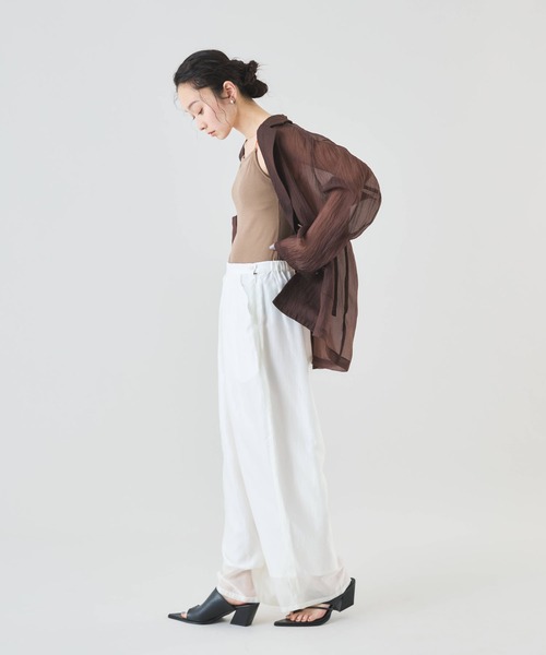 Muscat(マスカット)の「シアーエアリーパンツ(その他パンツ・レディース・ライトグレー/グリーン/オフホワイト/ブラック・F)」の6枚目の写真