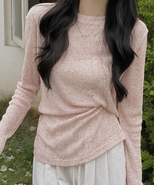 Girly Doll(ガーリードール)の「シアーロングスリーブカットソー(Tシャツ/カットソー・レディース・ホワイト/ブラック/ベージュ/パープル/グレー/ライトグリーン/ピンク/ブルー/モカ/ピンクベージュ・F)」の10枚目の写真