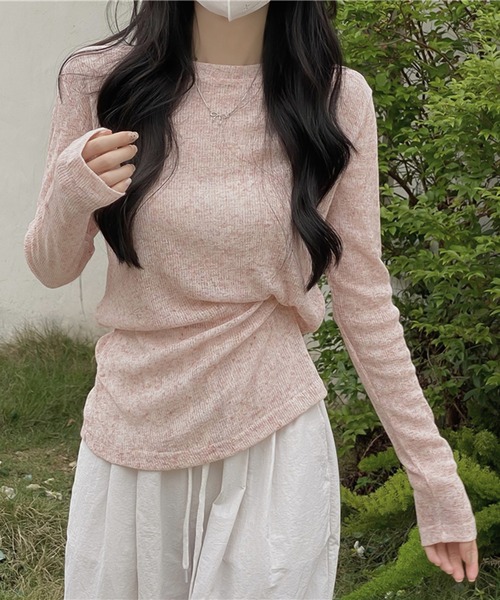 Girly Doll(ガーリードール)の「シアーロングスリーブカットソー(Tシャツ/カットソー・レディース・ホワイト/ブラック/ベージュ/パープル/グレー/ライトグリーン/ピンク/ブルー/モカ/ピンクベージュ・F)」の22枚目の写真