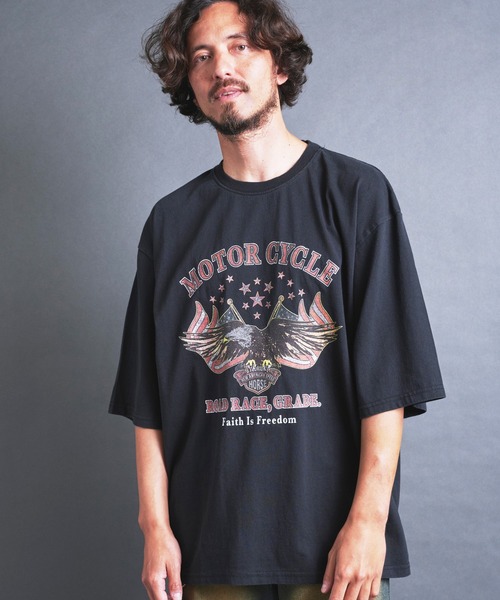 COMMON WARE(コモンウェアー)の「COMMONWARE:"MOTOR CYCLE"PRINT TEE S/S(Tシャツ/カットソー・メンズ・スミクロ/ブラック・L/XL/M/S)」の1枚目の写真