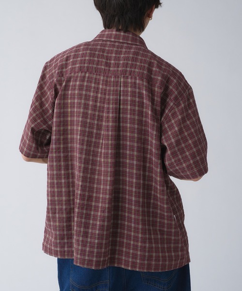 Adoon plain（アドーンプレーン）の「Seersucker Check Shirt / シアサッカーレギュラーチェックシャツ（シャツ/ブラウス・メンズ・ボルドー/ベージュ・LARGE/MEDIUM）」の16枚目の写真