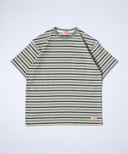 BIG MIKE(ビッグマイク)の「BIG MIKE マルチボーダー サングラスポケット コットン半袖TEEシャツ ポケットTシャツ(Tシャツ/カットソー・メンズ・ミント/チャコール/ナチュラル・M/L/XL)」の18枚目の写真