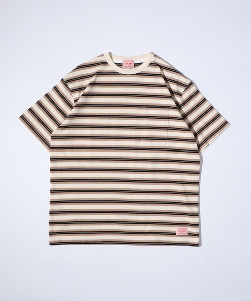 BIG MIKE(ビッグマイク)の「BIG MIKE マルチボーダー サングラスポケット コットン半袖TEEシャツ ポケットTシャツ(Tシャツ/カットソー・メンズ・ミント/チャコール/ナチュラル・M/L/XL)」の16枚目の写真